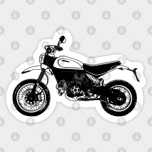 Scrambler Bike Black and White Color Sticker by KAM Std